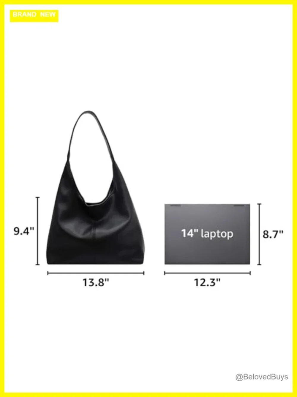 2pc Slouchy Hobo Tote Bag Soft PU Leather Shoulder Purse Work Everyday Handbag